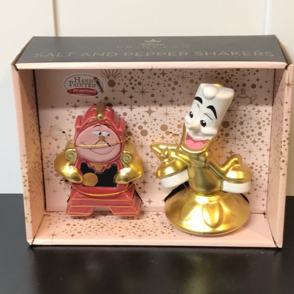 Disney Beauty and the Beast Salt and Pepper Shakers - Lumiere and Cogsworth